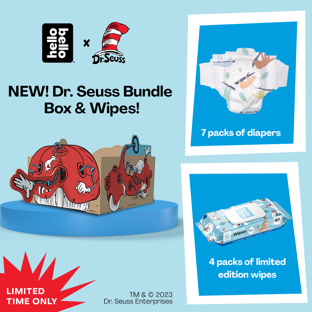 hello bello diapers with dr. suess print